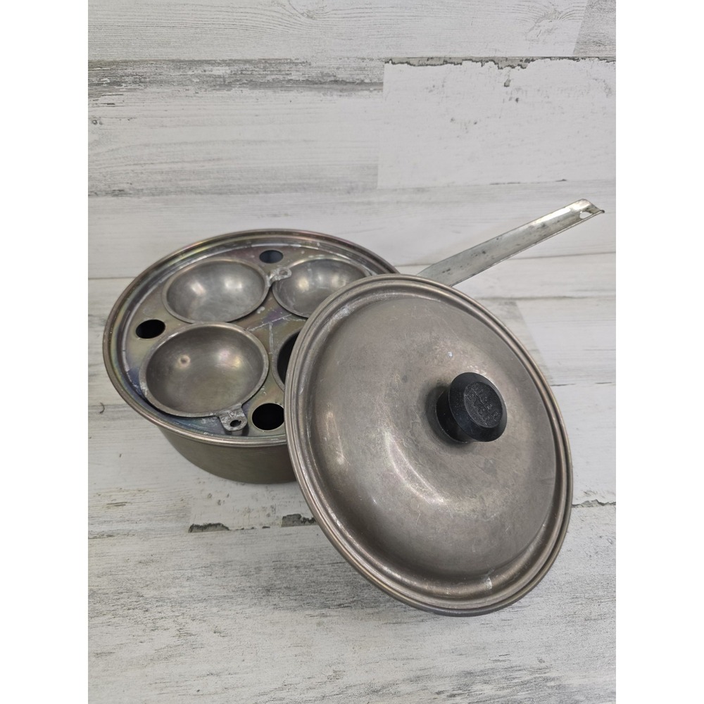 VTG Wear-Ever 2424 Aluminum Egg Poacher 4 Cup Skillet Pan with Lid Made in USA
